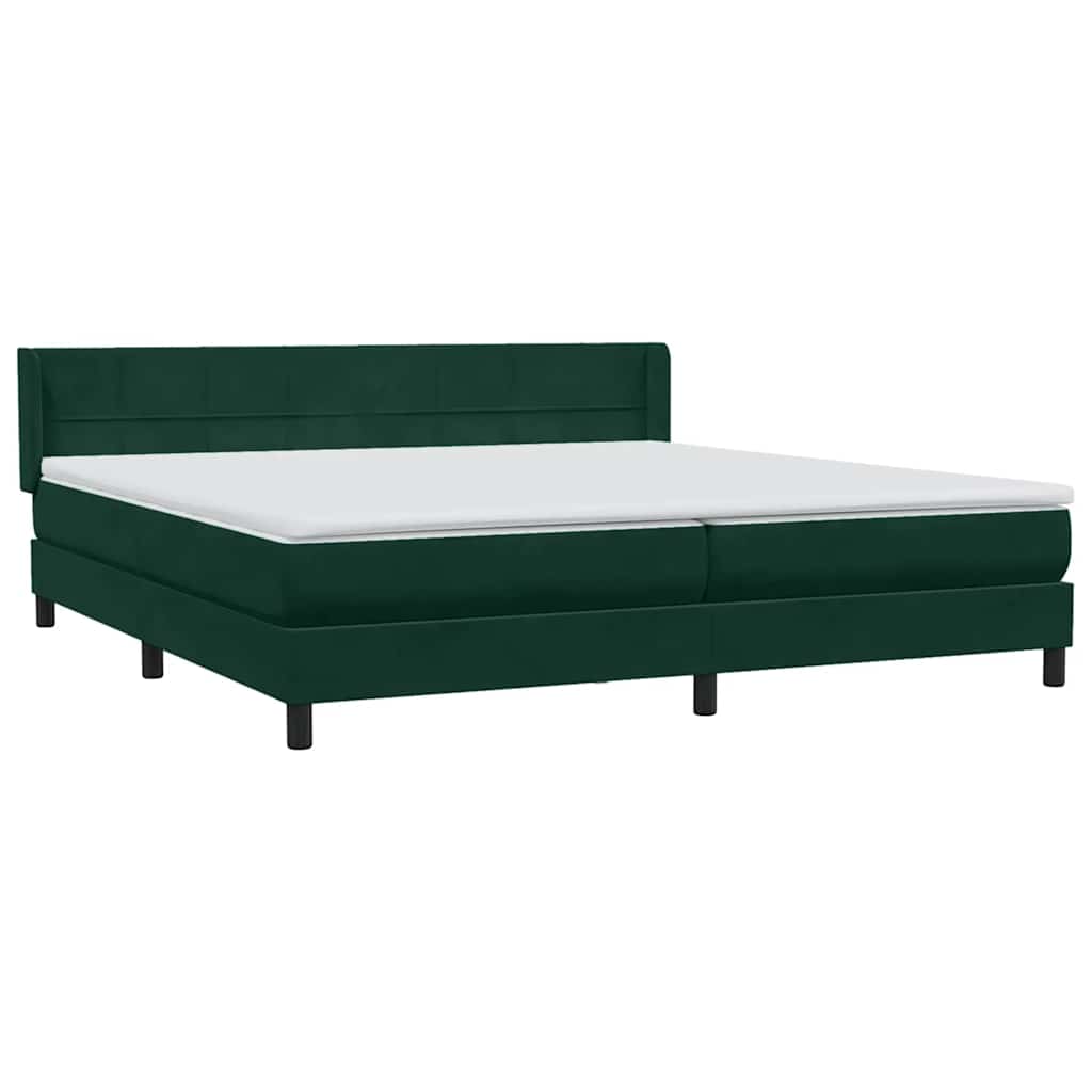 vidaXL Boxspringbett mit Matratze Dunkelgrün 200x220 cm Samt