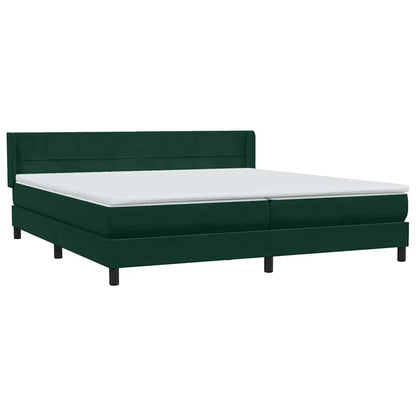 vidaXL Boxspringbett mit Matratze Dunkelgrün 200x220 cm Samt