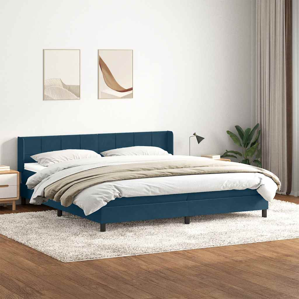 vidaXL Boxspringbett mit Matratze Dunkelblau 200x220 cm Samt