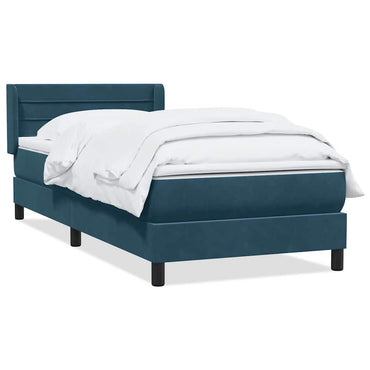 vidaXL Boxspringbett mit Matratze Dunkelblau 80x210 cm Samt