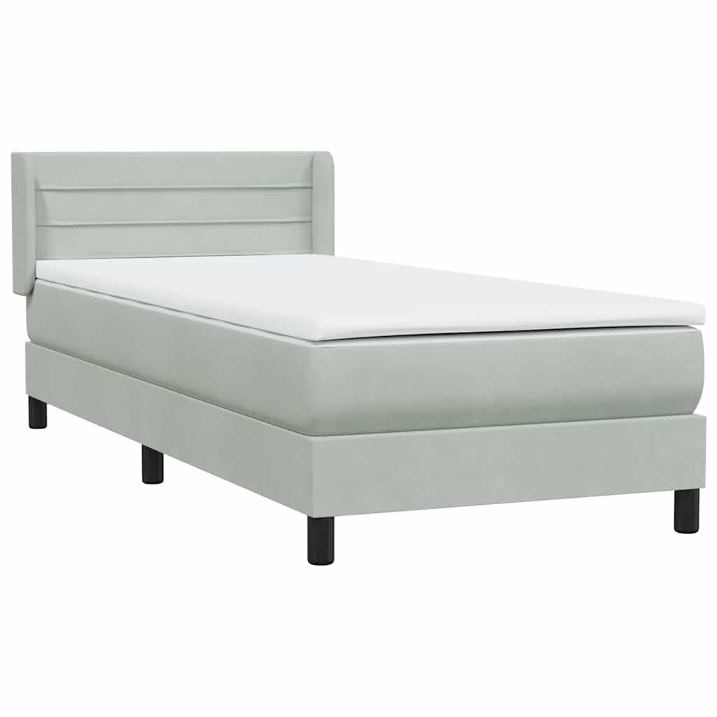 vidaXL Boxspringbett mit Matratze Hellgrau 90x210 cm Samt