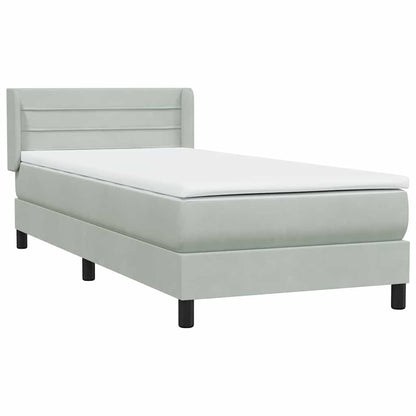 vidaXL Boxspringbett mit Matratze Hellgrau 90x210 cm Samt
