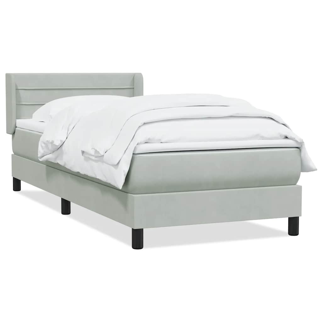 vidaXL Boxspringbett mit Matratze Hellgrau 100x210 cm Samt