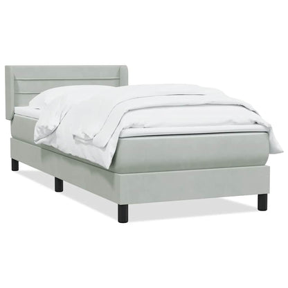 vidaXL Boxspringbett mit Matratze Hellgrau 100x210 cm Samt