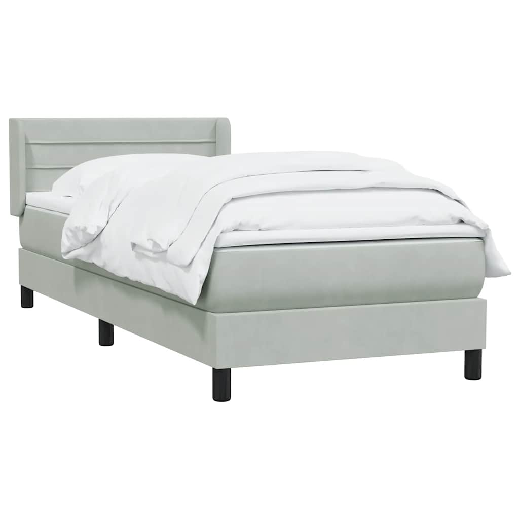 vidaXL Boxspringbett mit Matratze Hellgrau 100x210 cm Samt
