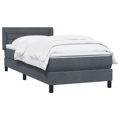 vidaXL Boxspringbett mit Matratze Dunkelgrau 100x210 cm Samt