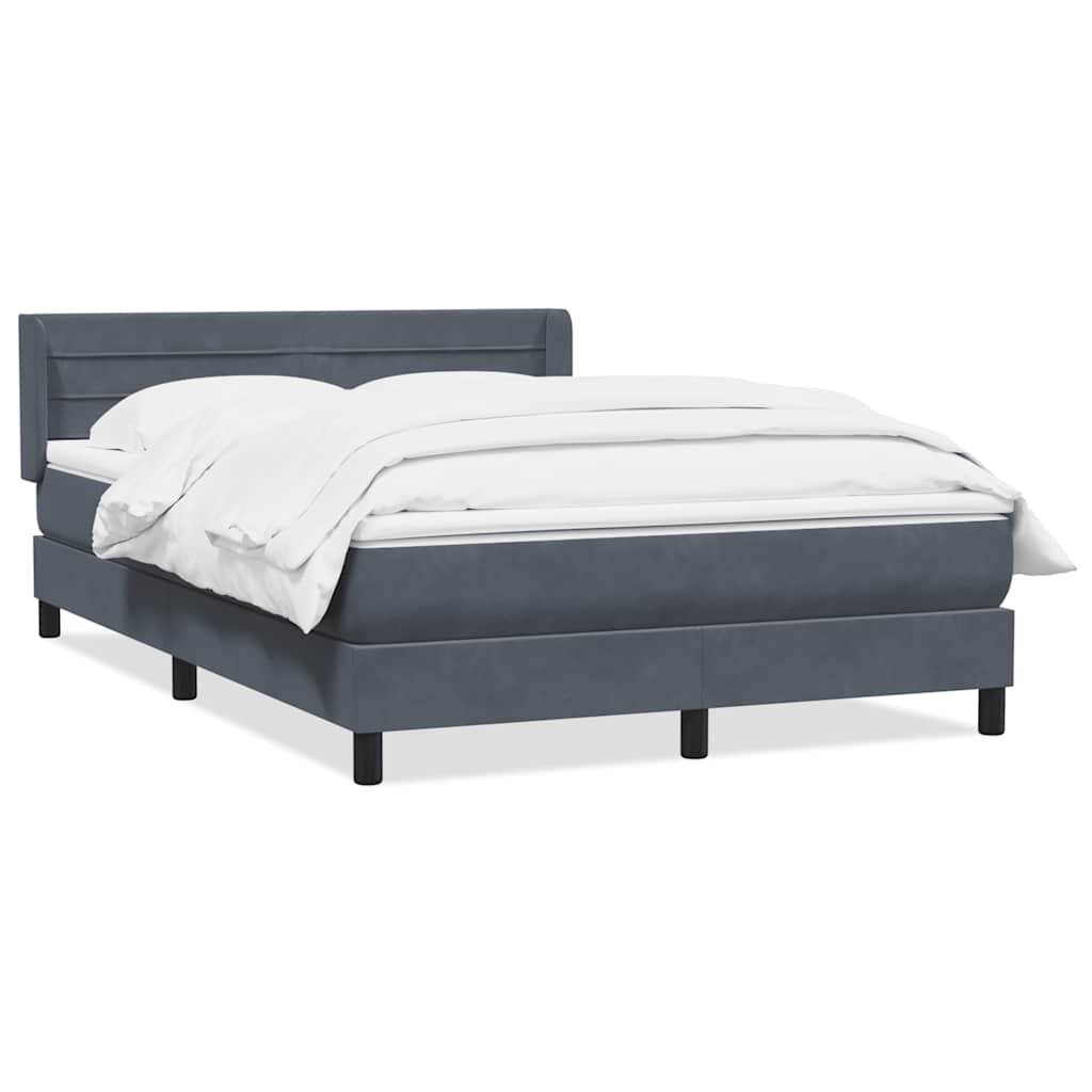 vidaXL Boxspringbett mit Matratze Dunkelgrau 160x210 cm Samt