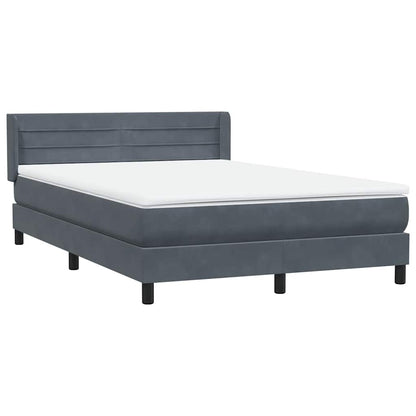 vidaXL Boxspringbett mit Matratze Dunkelgrau 160x210 cm Samt
