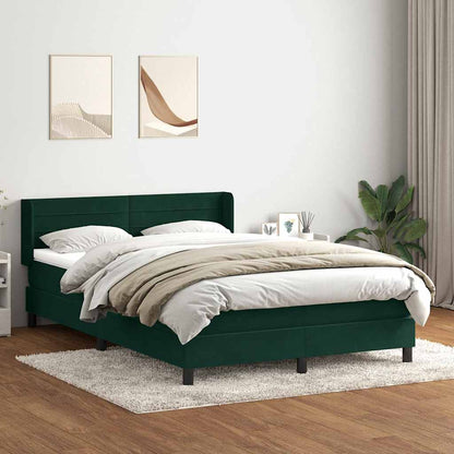 Boxspringbett mit Matratze Dunkelgrün 160x210 cm Samt