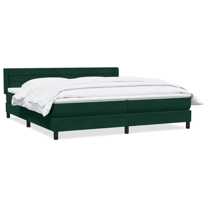vidaXL Boxspringbett mit Matratze Dunkelgrün 180x210 cm Samt