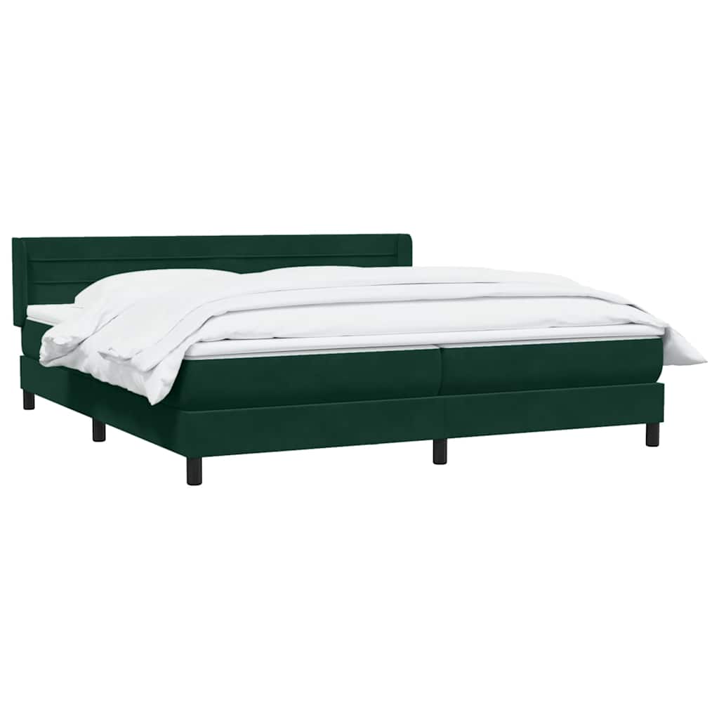 vidaXL Boxspringbett mit Matratze Dunkelgrün 180x210 cm Samt