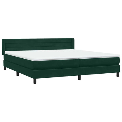 vidaXL Boxspringbett mit Matratze Dunkelgrün 180x210 cm Samt