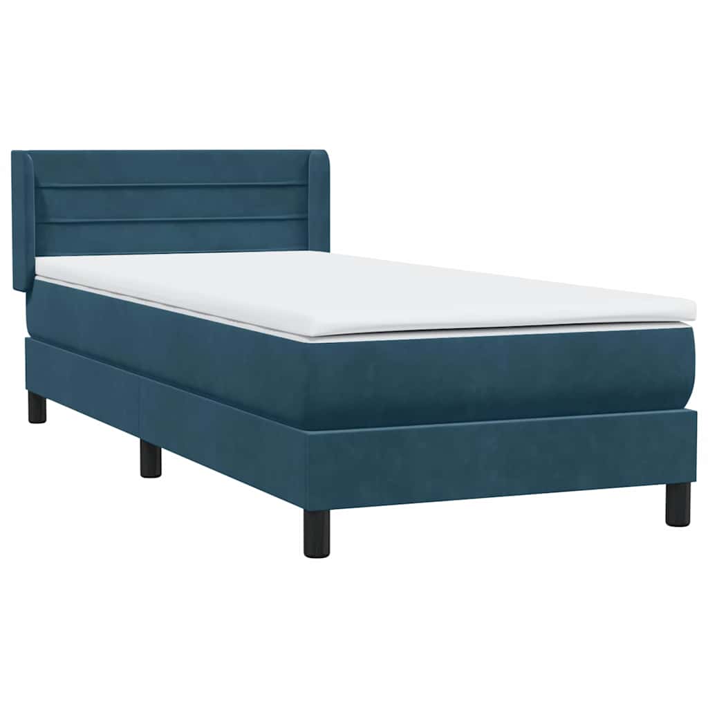 vidaXL Boxspringbett mit Matratze Dunkelblau 80x220 cm Samt