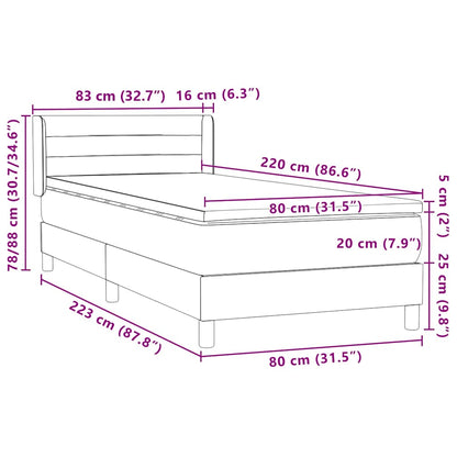 vidaXL Lit tapissier avec matelas rose 80x220 cm velours
