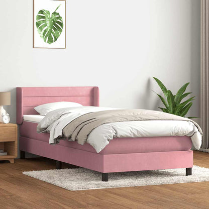 vidaXL Lit tapissier avec matelas rose 80x220 cm velours