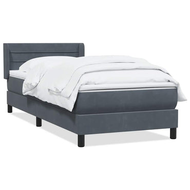 vidaXL Lit tapissier avec matelas Gris foncé 90x220 cm Velours