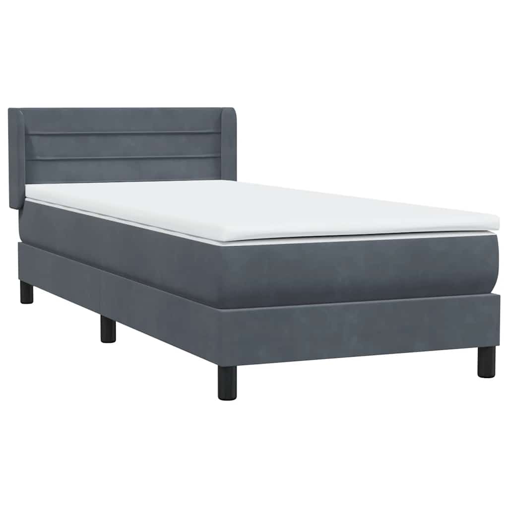 vidaXL Lit tapissier avec matelas Gris foncé 90x220 cm Velours