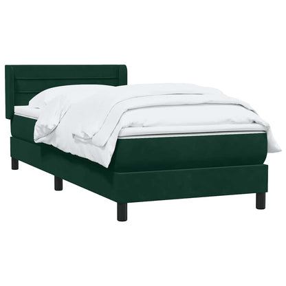 vidaXL Boxspringbett mit Matratze Dunkelgrün 90x220 cm Samt