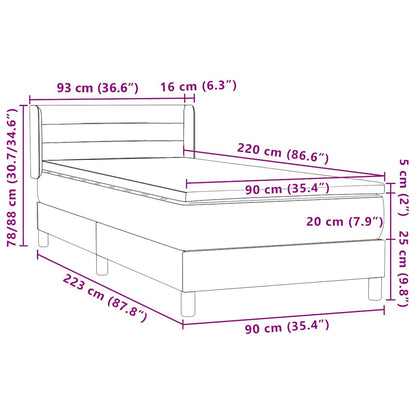 vidaXL Lit coffre avec matelas Rose 90x220 cm Velours
