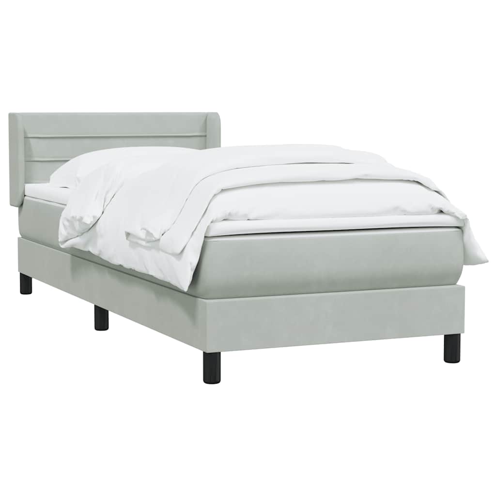 vidaXL Boxspringbett mit Matratze Hellgrau 100x220 cm Samt