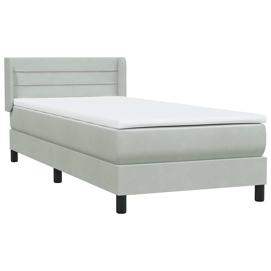 vidaXL Boxspringbett mit Matratze Hellgrau 100x220 cm Samt