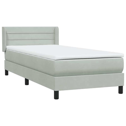 vidaXL Boxspringbett mit Matratze Hellgrau 100x220 cm Samt