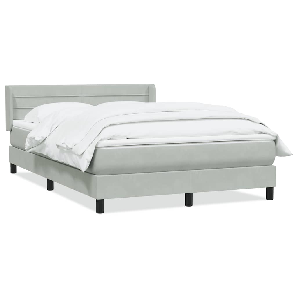vidaXL Lit tapissier avec matelas Gris clair 140x220 cm Velours