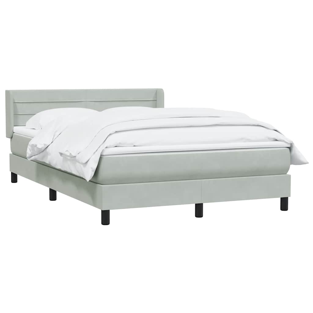 vidaXL Lit tapissier avec matelas Gris clair 140x220 cm Velours