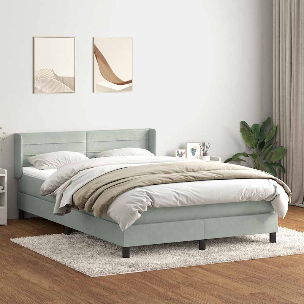 vidaXL Lit tapissier avec matelas Gris clair 140x220 cm Velours