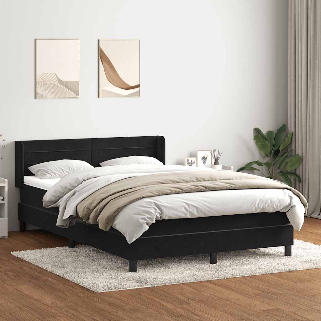 vidaXL Lit coffre avec matelas Noir 140x220 cm Velours
