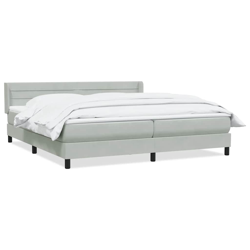 vidaXL Boxspringbett mit Matratze Hellgrau 200x220 cm Samt