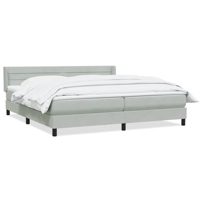 vidaXL Boxspringbett mit Matratze Hellgrau 200x220 cm Samt