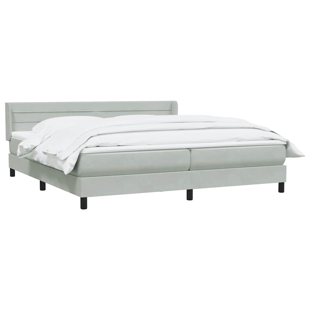 vidaXL Boxspringbett mit Matratze Hellgrau 200x220 cm Samt