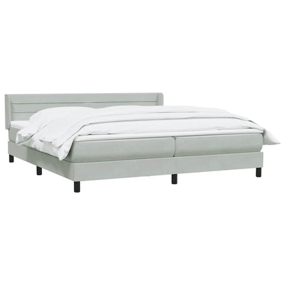 vidaXL Boxspringbett mit Matratze Hellgrau 200x220 cm Samt