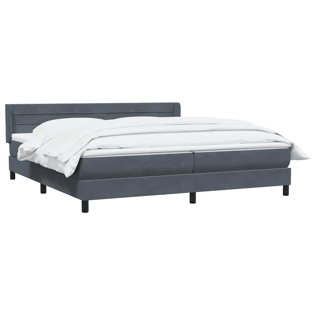 vidaXL Boxspringbett mit Matratze Dunkelgrau 200x220 cm Samt