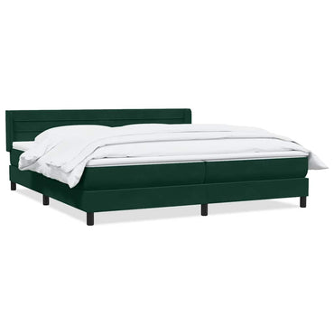vidaXL Boxspringbett mit Matratze Dunkelgrün 200x220 cm Samt