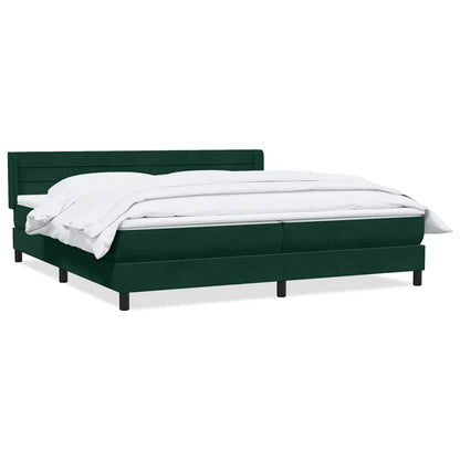 vidaXL Boxspringbett mit Matratze Dunkelgrün 200x220 cm Samt
