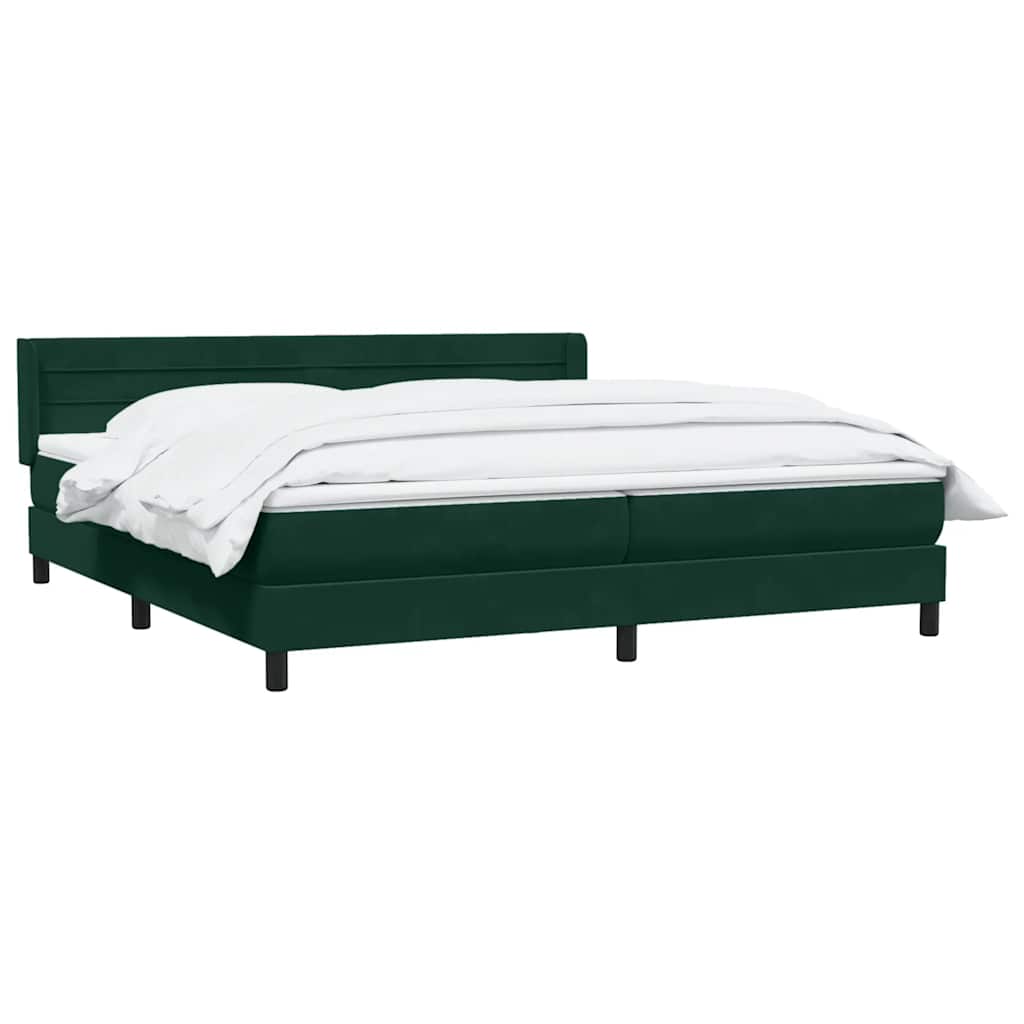 vidaXL Boxspringbett mit Matratze Dunkelgrün 200x220 cm Samt