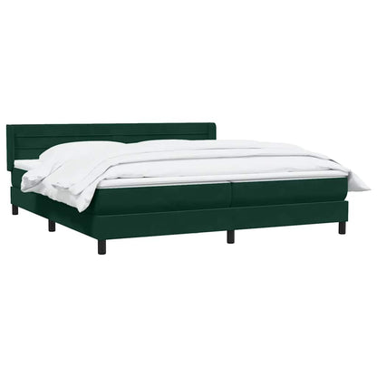 vidaXL Boxspringbett mit Matratze Dunkelgrün 200x220 cm Samt