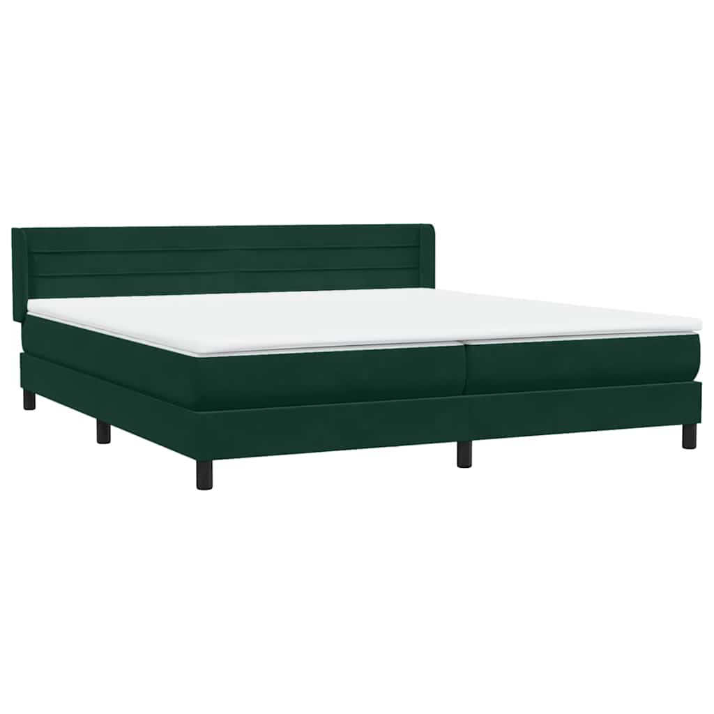 vidaXL Boxspringbett mit Matratze Dunkelgrün 200x220 cm Samt
