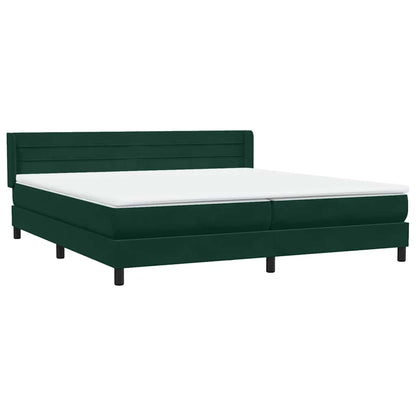 vidaXL Boxspringbett mit Matratze Dunkelgrün 200x220 cm Samt