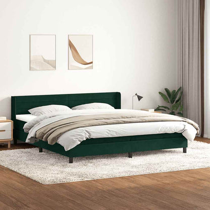 vidaXL Boxspringbett mit Matratze Dunkelgrün 200x220 cm Samt