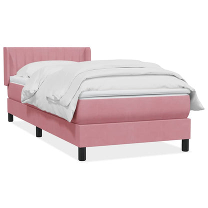 vidaXL Boxspringbett mit Matratze Rosa 80x210 cm Samt