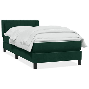 vidaXL Boxspringbett mit Matratze Dunkelgrün 90x210 cm Samt