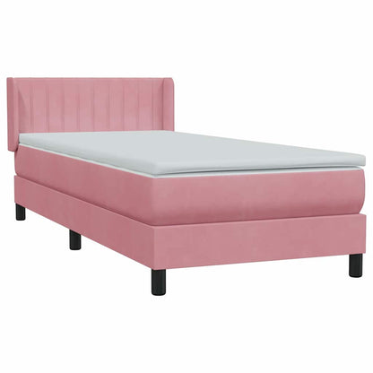 vidaXL Boxspringbett mit Matratze Rosa 90x210 cm Samt