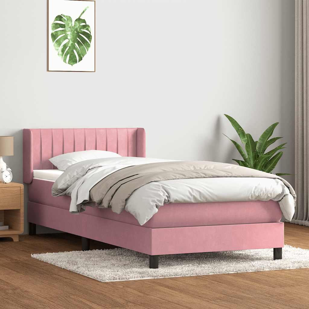 Boxspringbett mit Matratze Rosa 90x210 cm Samt