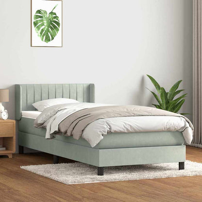 vidaXL Boxspringbett mit Matratze Hellgrau 100x210 cm Samt