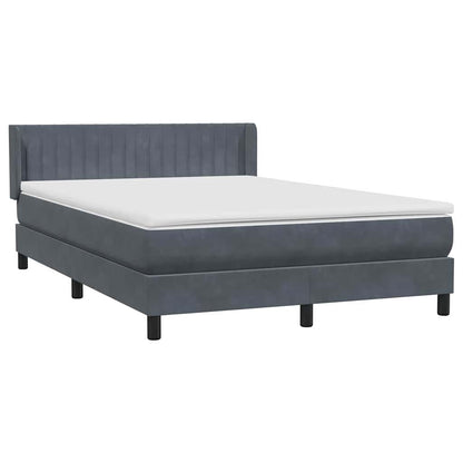 vidaXL Lit tapissier avec matelas Gris foncé 140x210 cm Velours