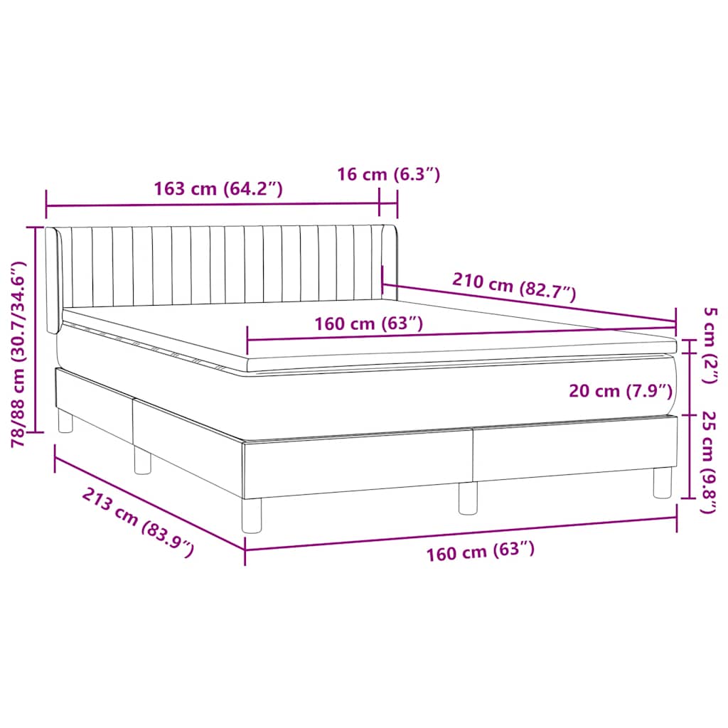 vidaXL Lit coffre avec matelas Noir 160x210 cm Velours