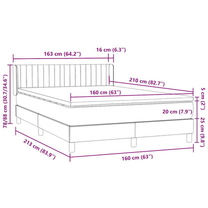 vidaXL Lit coffre avec matelas Noir 160x210 cm Velours